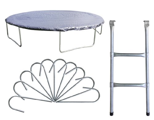 SixBros. SixJump 4,30 M Gartentrampolin Blau Intertek / GS geprüft Trampolin - Leiter - Sicherheitsnetz - Wetterplane - CST430/L1766 -