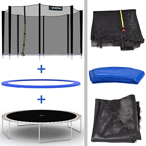 Kinetic Sports Outdoor Gartentrampolin Ø 310 cm, TPLH10, Komplettset inklusive Sprungtuch aus USA PP-Mesh +Sicherheitsnetz +Randabdeckung, bis 150kg, GS-geprüft, UV-beständig, BLAU - 5