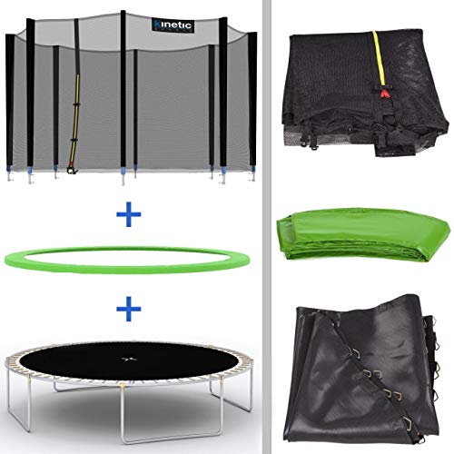 Kinetic Sports Outdoor Gartentrampolin Ø 250 cm, TPLH08, Komplettset inklusive Sprungtuch aus USA PP-Mesh +Sicherheitsnetz +Randabdeckung, bis 120kg, GS-geprüft, UV-beständig, GRÜN - 5