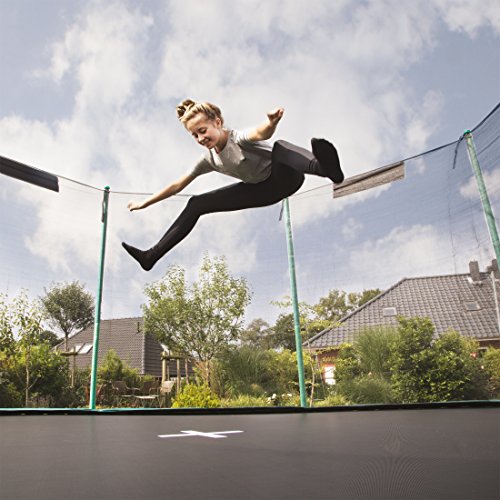 Ultrasport Outdoor Gartentrampolin Jumper, Trampolin Komplettset inklusive Sprungmatte, Sicherheitsnetz, gepolsterten Netzpfosten und Randabdeckung, bis zu 150 kg, grün, Ø 366 cm - 4