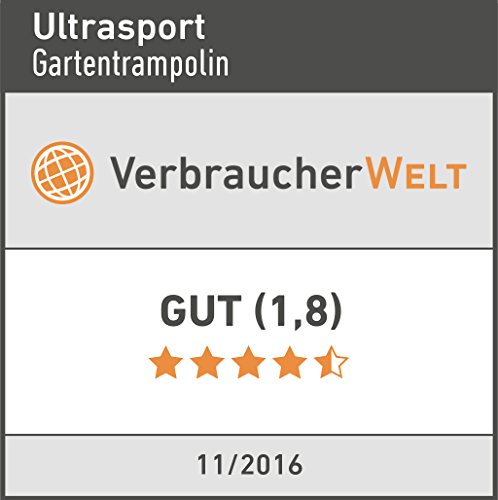 Ultrasport Outdoor Gartentrampolin Jumper, Trampolin Komplettset inklusive Sprungmatte, Sicherheitsnetz, gepolsterten Netzpfosten und Randabdeckung, bis zu 150 kg, grün, Ø 366 cm - 9