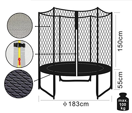 SixBros. SixJump Gartentrampolin 1,85m - Kindertrampolin für den Garten, Outdoor-Trampolin, Komplett-Set inkl. Leiter, Sicherheitsnetz & Abdeckung, blau, TB185/1570 - 2
