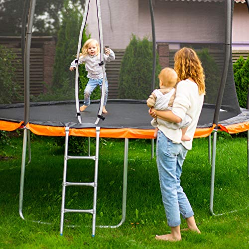 Relaxdays Leiter Trampolin, zum Einhängen, 2 Sprossen, Einstiegsleiter für Gartentrampolin, H x B: 76 x 38 cm, silber - 6