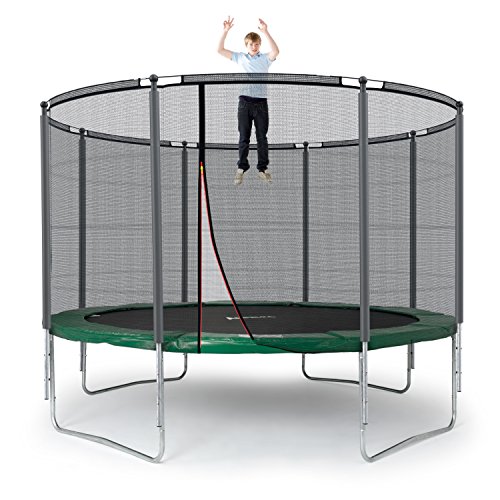 Ampel 24 Outdoor Trampolin 366 cm grün komplett mit außenliegendem Netz, Stabilitätsring, 8 gepolsterten Stangen, Belastbarkeit 160 kg - 9