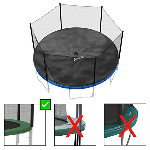 Ampel 24 Outdoor Trampolin Abdeckung 430 cm, Wetterschutzplane für Gartentrampolin mit Regenablauf, Abdeckplane schwarz, UV-beständig - 5