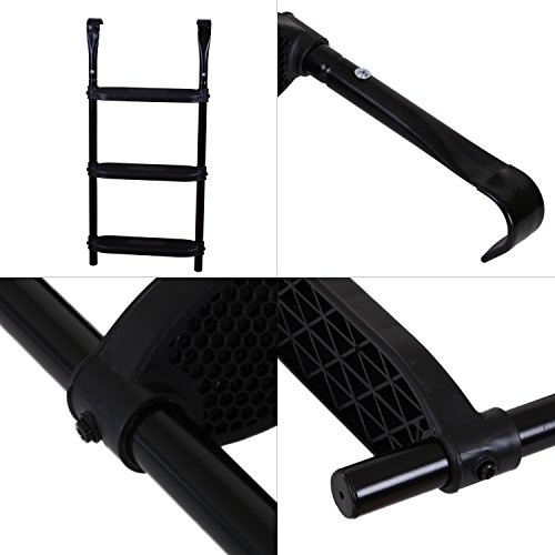 Ampel 24 Trampolin Leiter 86 cm lang, Einstiegsleiter mit 3 Breiten Stufen, praktischer Einstieg für Gartentrampoline, schwarz - 3