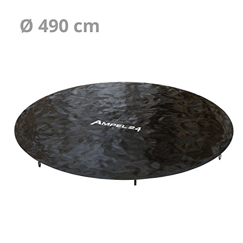 Ampel 24 Outdoor Trampolin Abdeckung 490 cm, Wetterschutzplane für Gartentrampolin mit Regenablauf, Abdeckplane schwarz, UV-beständig - 2