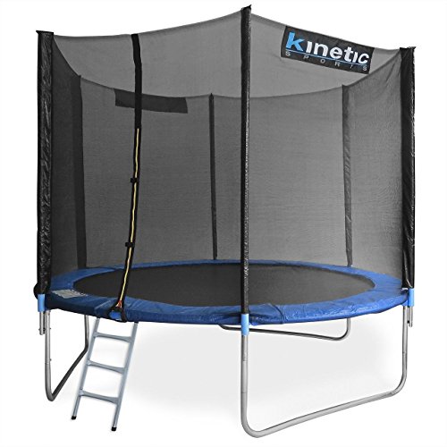 Kinetic Sports Outdoor Gartentrampolin Komplettset Ø 305 cm Sicherheitsnetz Randabdeckung Leiter Abdeckplane -