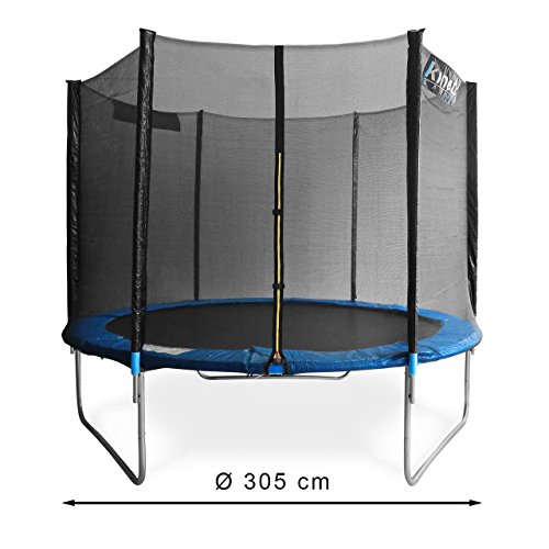 Kinetic Sports Outdoor Gartentrampolin Komplettset Ø 305 cm Sicherheitsnetz Randabdeckung Leiter Abdeckplane -