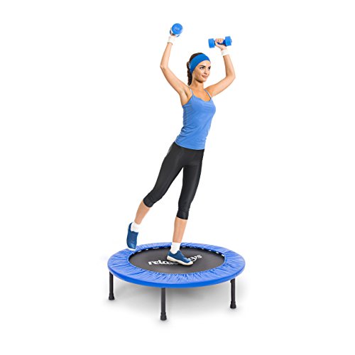 Relaxdays Fitness Trampolin 91 cm Durchmesser, Blau, M, 10020093_485 -