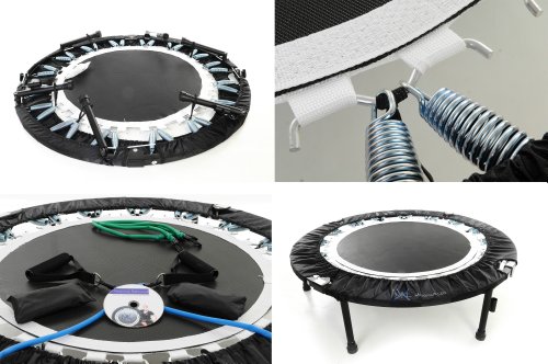 MaXimus Pro Falt Rebounder Mini-Trampolin inkl. Tragetasche, Workout-DVD (in Englisch), Haltestange, Expander und Sandgewichten -