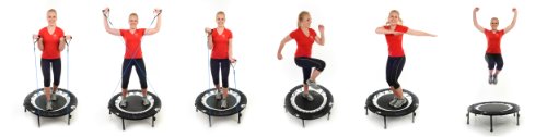 MaXimus Pro Falt Rebounder Mini-Trampolin inkl. Tragetasche, Workout-DVD (in Englisch), Haltestange, Expander und Sandgewichten -